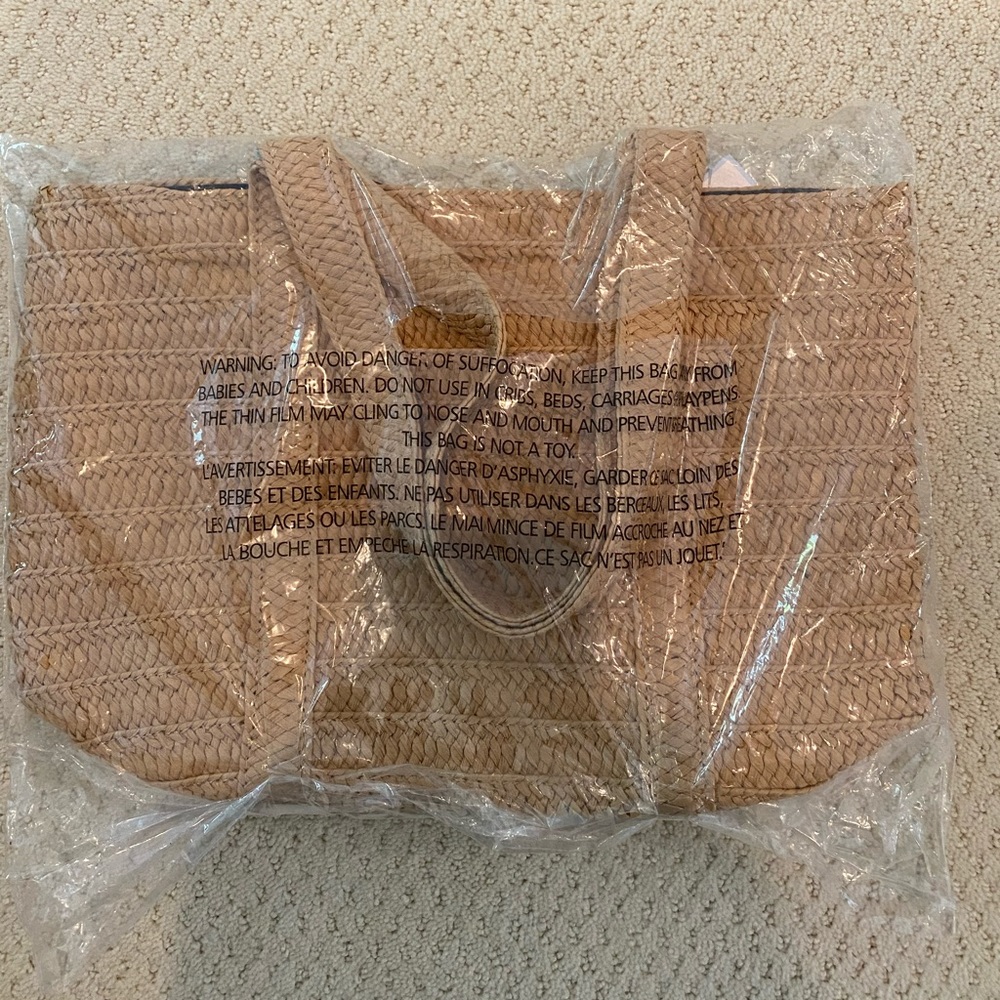 straw purse w/ floral scarf - Picture 3 of 3